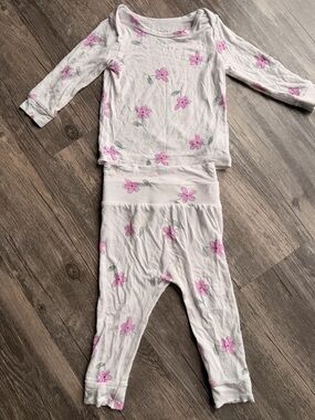 Carter's White Two-Piece Pajama Set with Pink Floral Print 9M